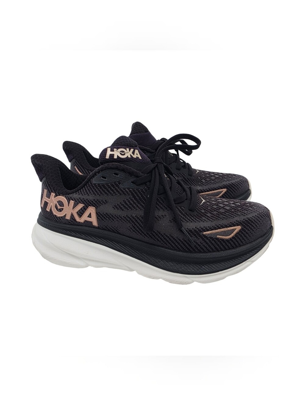 HOKA Women's Clifton 9 Running Shoes Black Rose Gold Size 6B